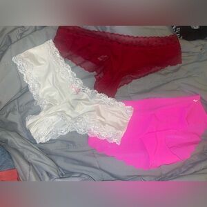 Women's new medium Victoria Secret cheeky Panty Set - White, Red, Hot pink